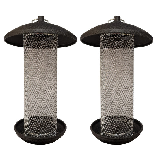 Large Hanging Steel Bird Suet and Fat Ball Feeder (Set of 2)