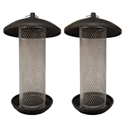 Large Hanging Steel Bird Suet and Fat Ball Feeder (Set of 2)