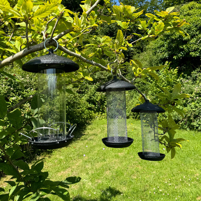 Large Hanging Steel Bird Feeders Seed, Nut and Suet (Set of 3)