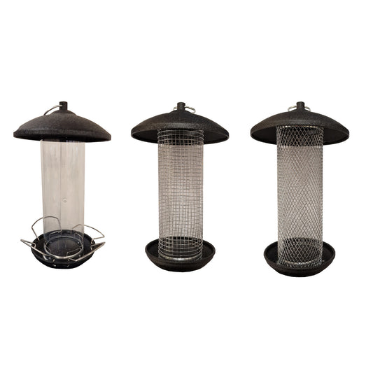 Large Hanging Steel Bird Feeders Seed, Nut and Suet (Set of 3)