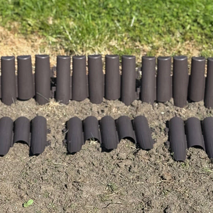 Set of 16 Plastic Wood Effect Lawn Edging Panels (27.5cm x 24cm)