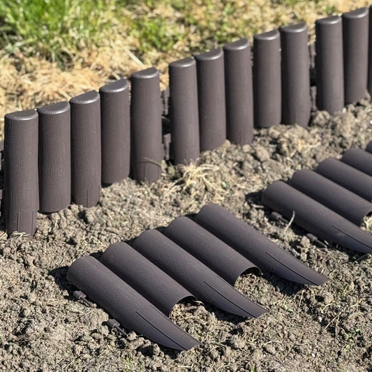 Set of 8 Plastic Wood Effect Lawn Edging Panels (27.5cm x 24cm)