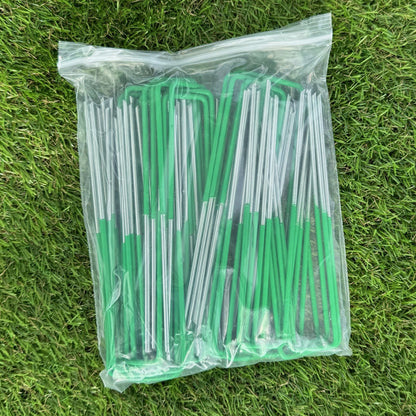 150mm Galvanized Steel Artificial Grass & Weed Fabric U-Shaped Fixing Pins (Pack of 50)