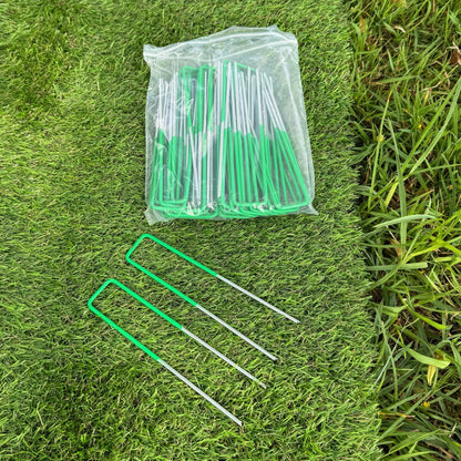150mm Galvanized Steel Artificial Grass & Weed Fabric U-Shaped Fixing Pins (Pack of 50)