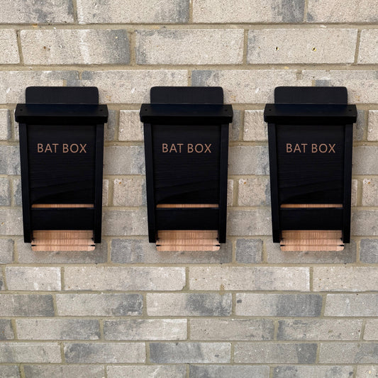 Black Wooden Bat Nesting Roosting Box (Set of 3)