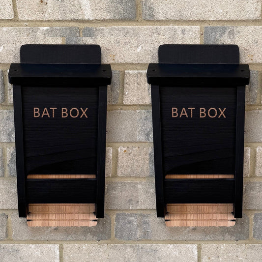 Black Wooden Bat Nesting Roosting Box (Set of 2)