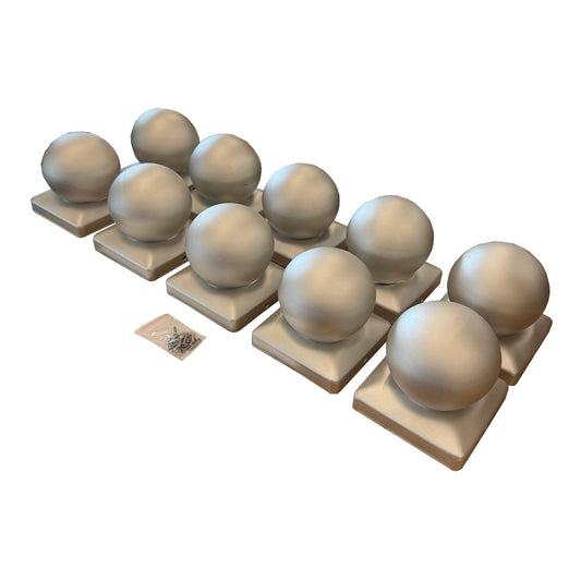 Galvanized Steel Ball Shape Fence Post Caps - Pack of 10