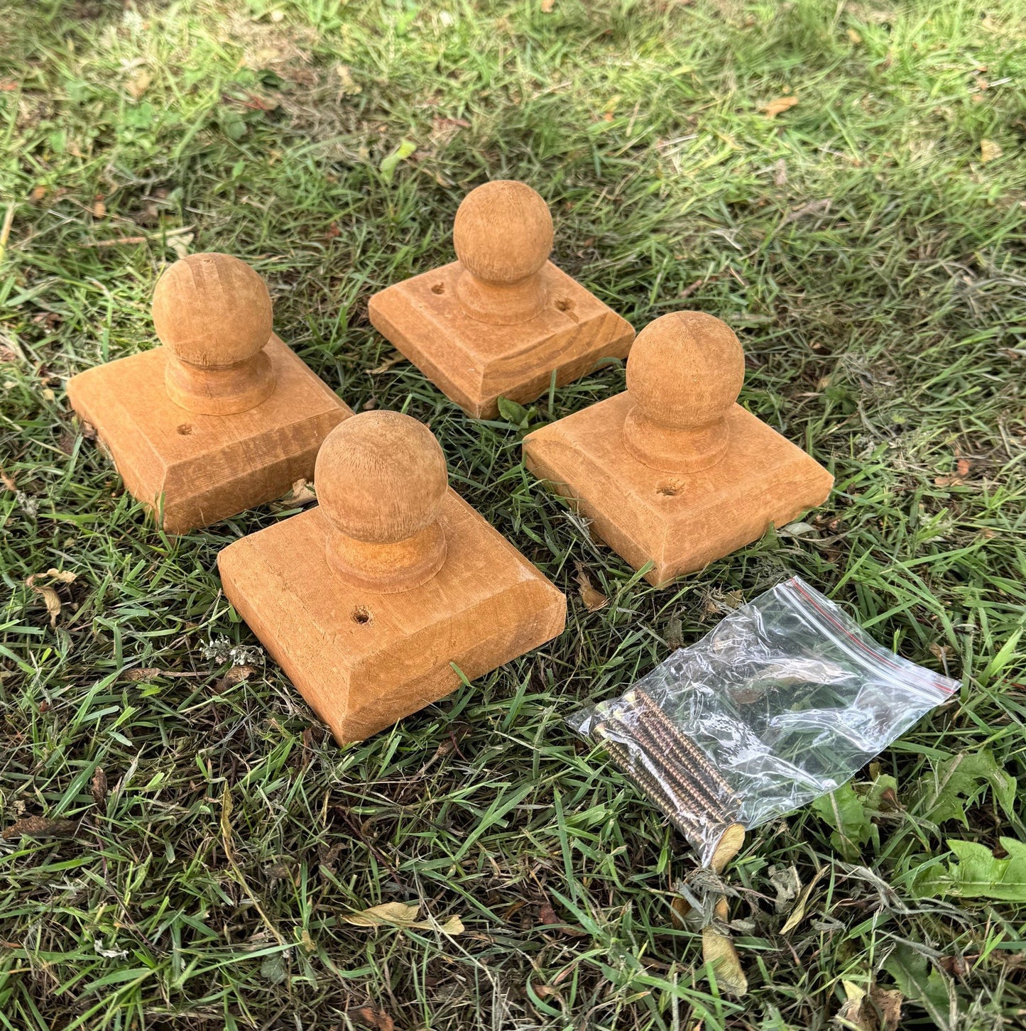 Wooden Fence Post Finial Ball Caps (Pack of 4)