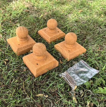 Wooden Fence Post Finial Ball Caps (Pack of 4)