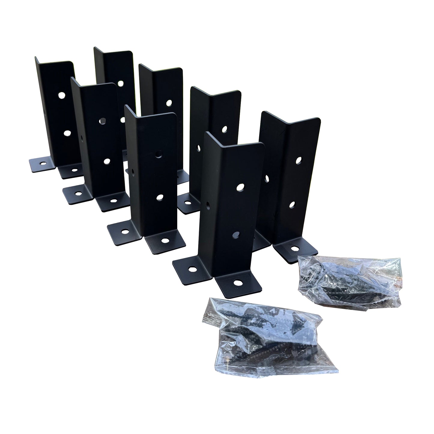Surface Mounted Fence Post Support Brackets for Hard Ground - Pack of 8