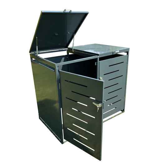 Factory Second - Metal Wheelie Bin Store in Dark Grey (Double)