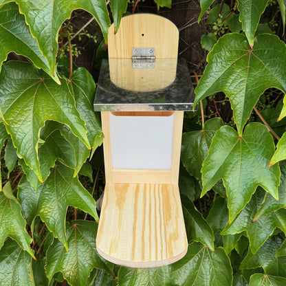 Wooden Wall Mounted Squirrel Feeder with Feeding Platform & Metal Roof (Set of 2)