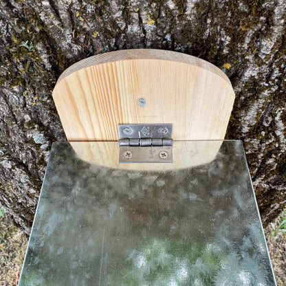 Wooden Wall Mounted Squirrel Feeder with Feeding Platform & Metal Roof (Set of 2)