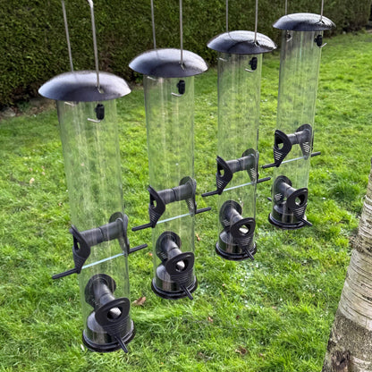 Large Hanging Bird Seed Feeders (Set of 4)