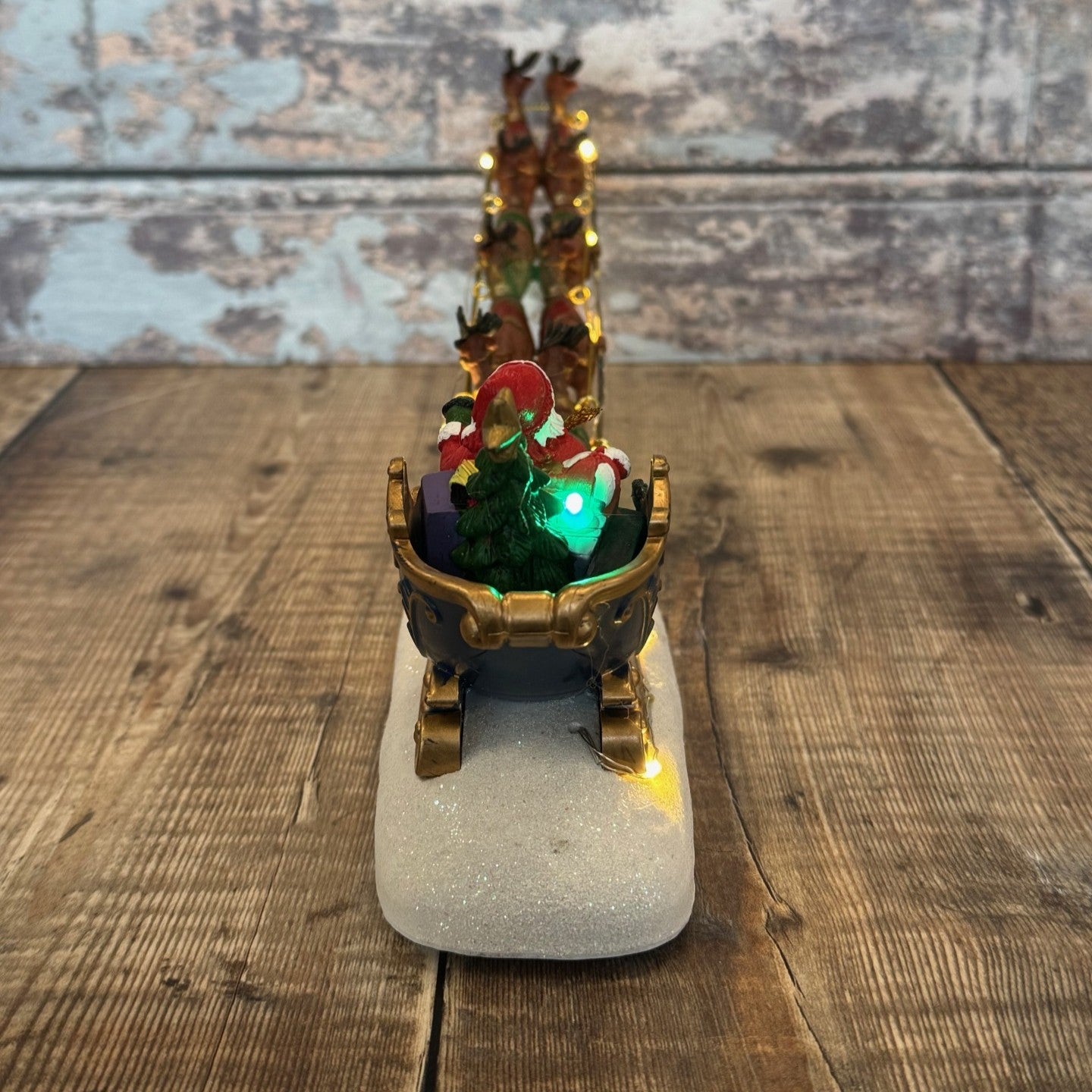 Christmas Santa Sleigh & Reindeer Decoration Ornament with LED Lights