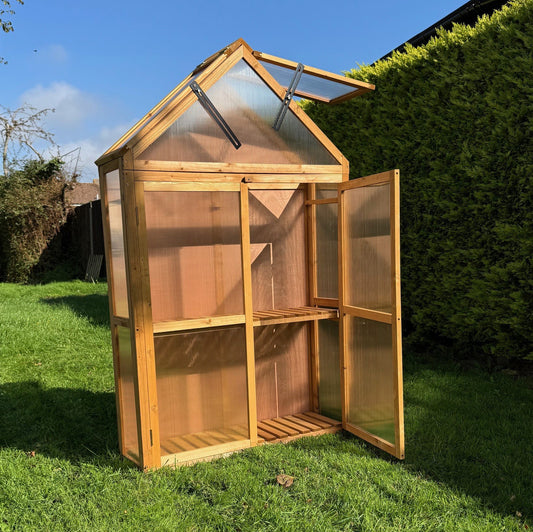 Wooden Framed Polycarbonate Apex Growhouse Mini Greenhouse