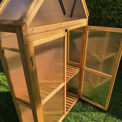 Wooden Framed Polycarbonate Apex Growhouse Mini Greenhouse