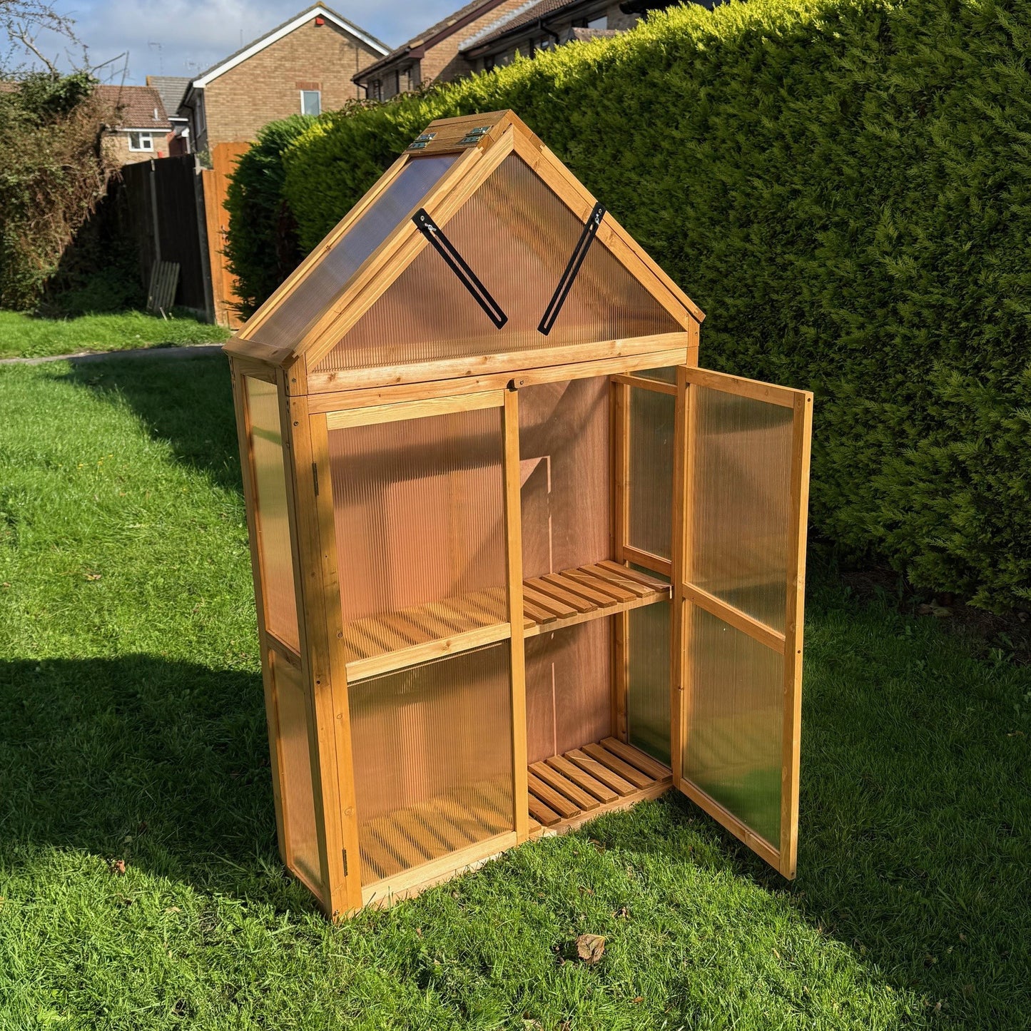 Wooden Framed Polycarbonate Apex Growhouse Mini Greenhouse