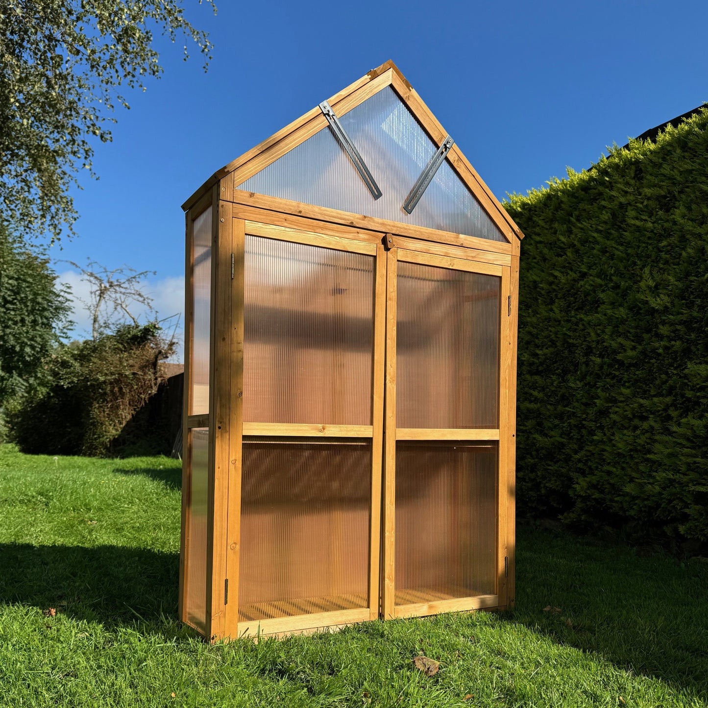 Wooden Framed Polycarbonate Apex Growhouse Mini Greenhouse