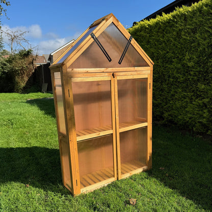 Wooden Framed Polycarbonate Apex Growhouse Mini Greenhouse