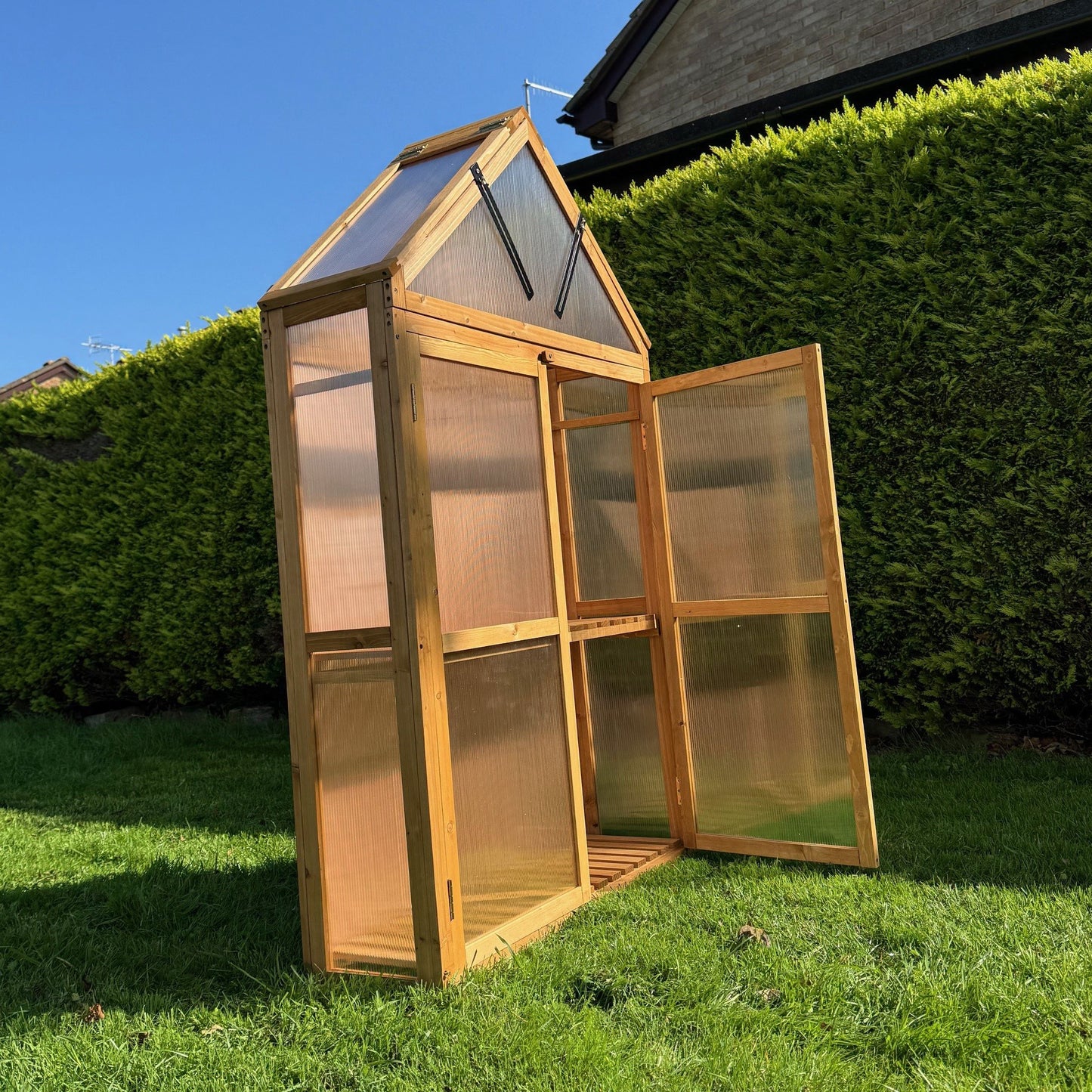 Wooden Framed Polycarbonate Apex Growhouse Mini Greenhouse