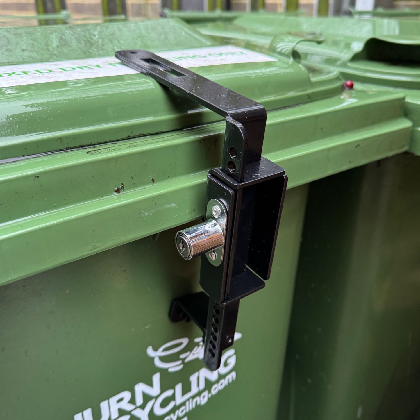 Wheelie Bin Metal Security Lock with Push Button Operation