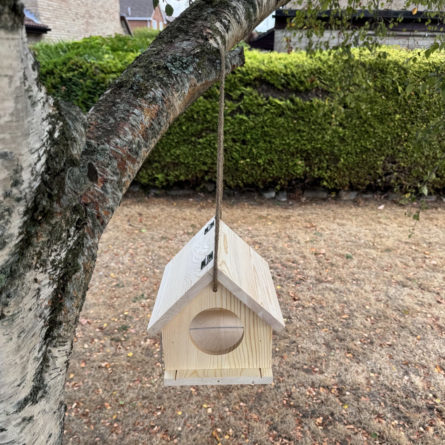 Hanging Wooden Bird Feeder Table with Apple Spikes