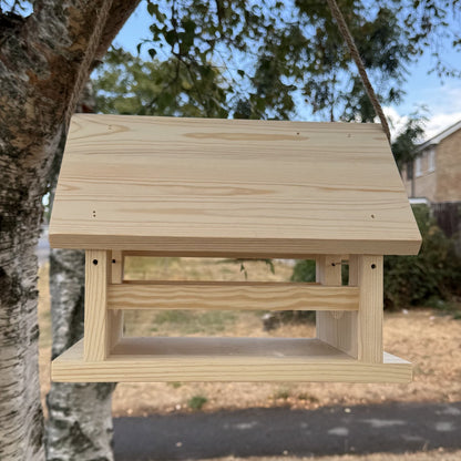 Hanging Wooden Bird Feeder Table with Apple Spikes