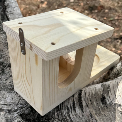 Wooden Wall Mounted Squirrel Feeder & Playhouse
