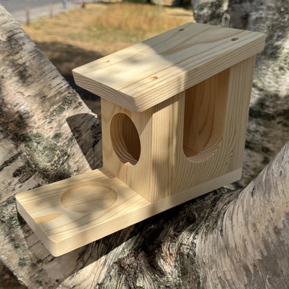 Wooden Wall Mounted Squirrel Feeder & Playhouse