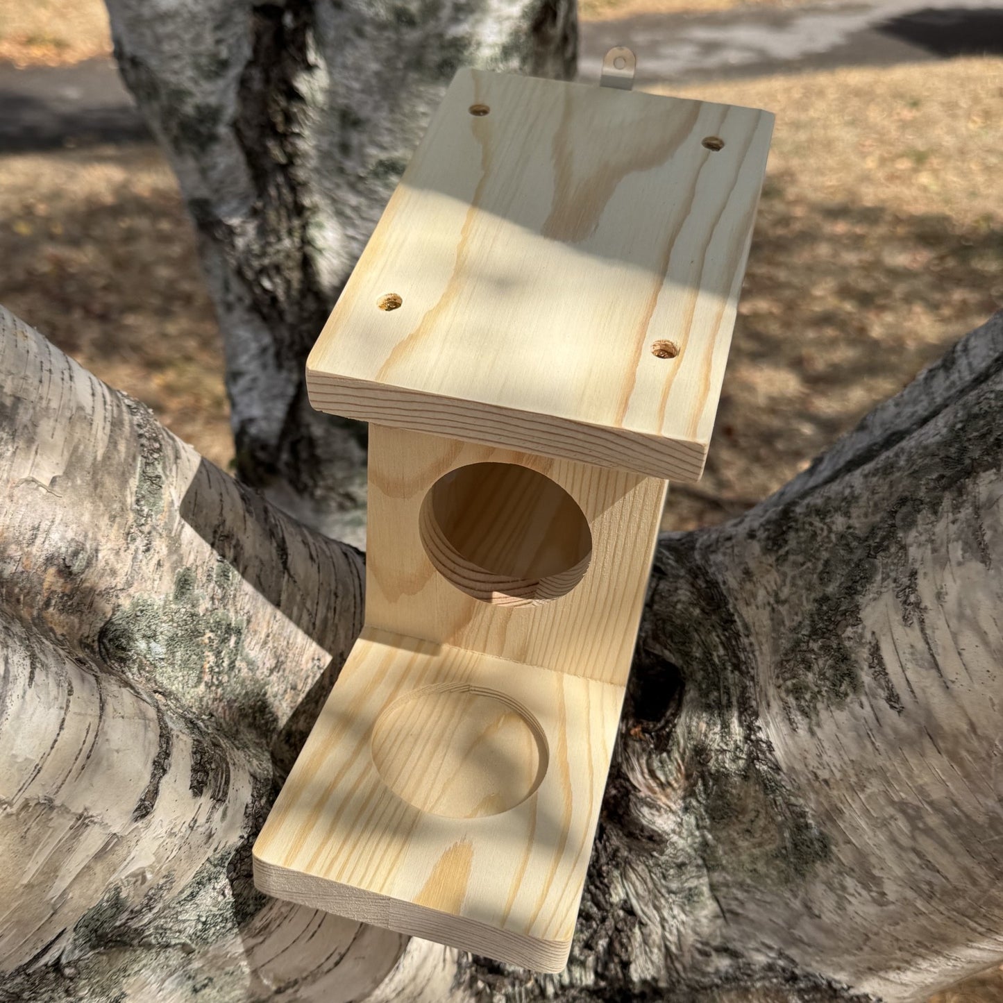 Wooden Wall Mounted Squirrel Feeder & Playhouse