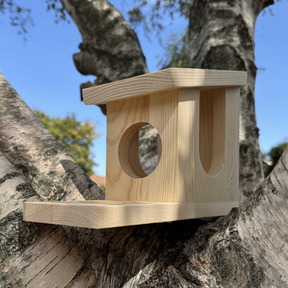 Wooden Wall Mounted Squirrel Feeder & Playhouse