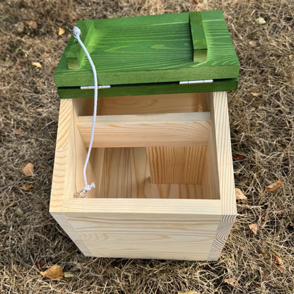 Premium Wooden Hedgehog House - Hinged Green Roof Hibernation Shelter