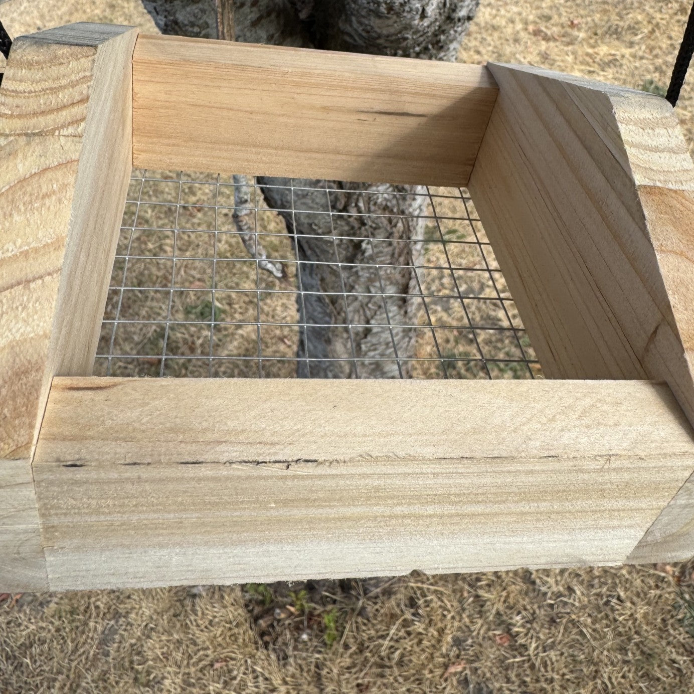 Wooden Upside Down Hanging Woodpecker Bird Feeder