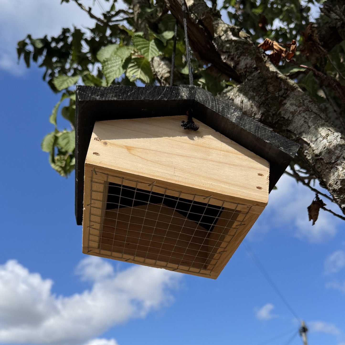 Wooden Upside Down Hanging Woodpecker Bird Feeder