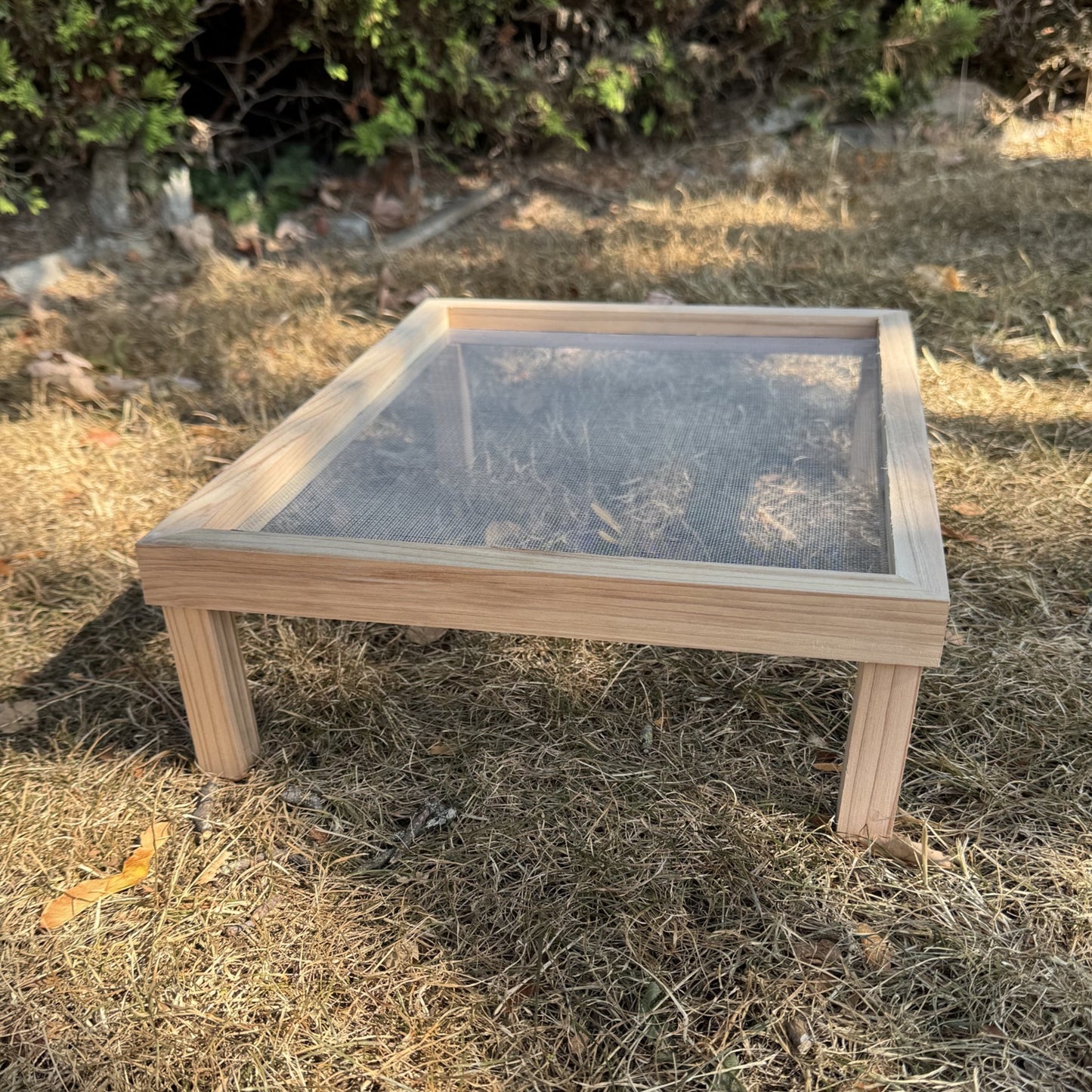 Wooden Ground Bird Feeder Seed & Nut Tray