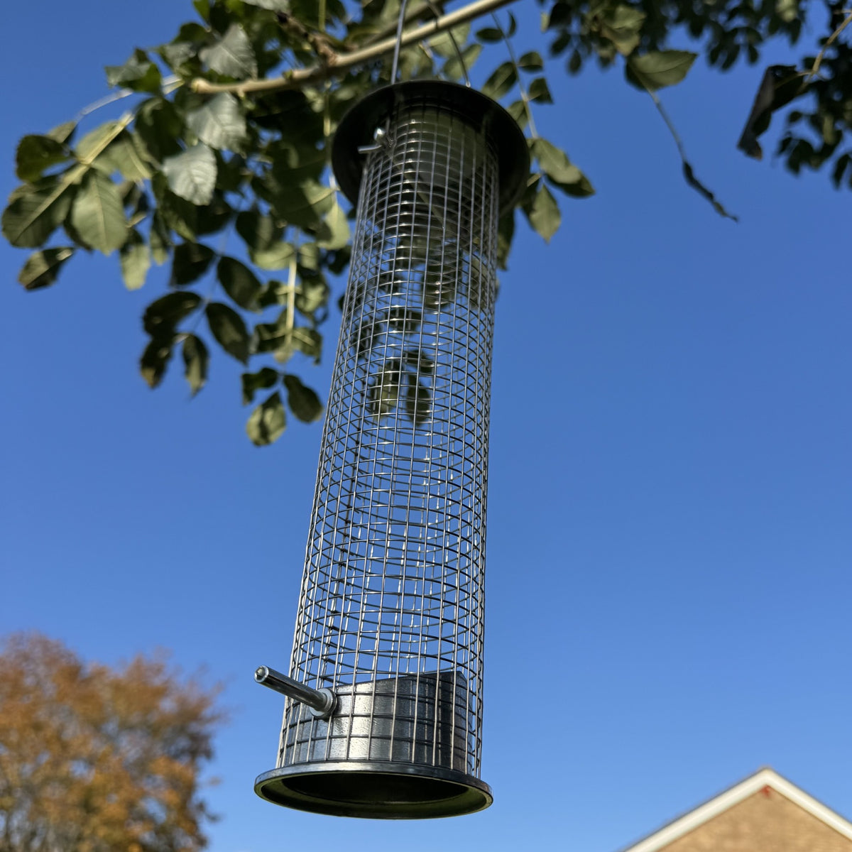 Heavy Duty Hanging Bird Peanut Feeder with Nut Catcher Tray