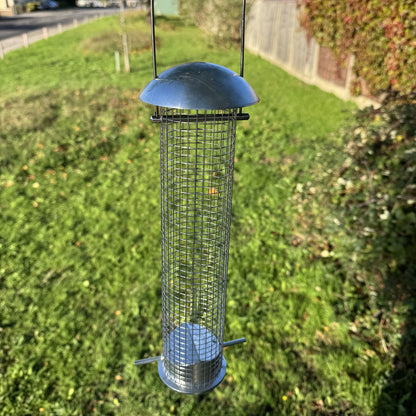 Heavy Duty Hanging Bird Peanut Feeder with Nut Catcher Tray