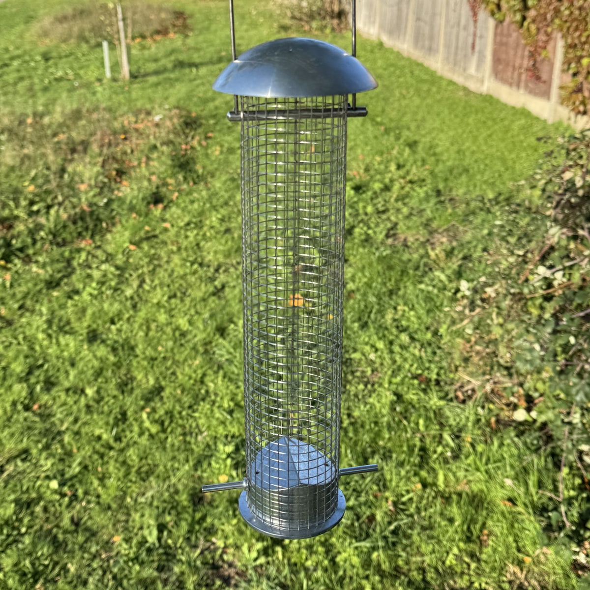 Heavy Duty Hanging Bird Peanut Feeder with Nut Catcher Tray