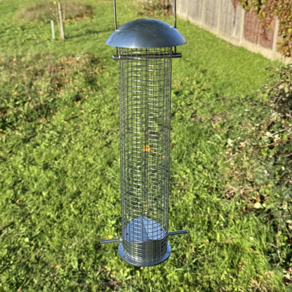 Heavy Duty Hanging Bird Peanut Feeder with Nut Catcher Tray