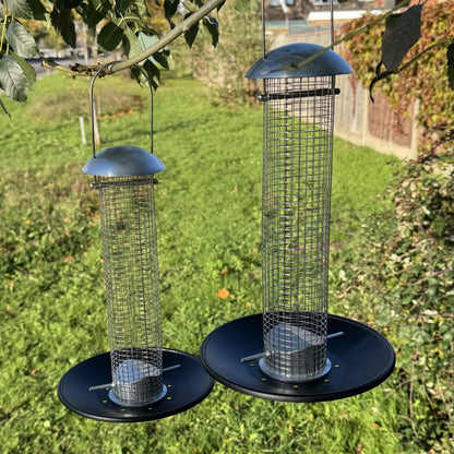 Heavy Duty Hanging Bird Peanut Feeder with Nut Catcher Tray (Set of 2)