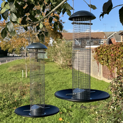 Heavy Duty Hanging Bird Peanut Feeder with Nut Catcher Tray (Set of 2)