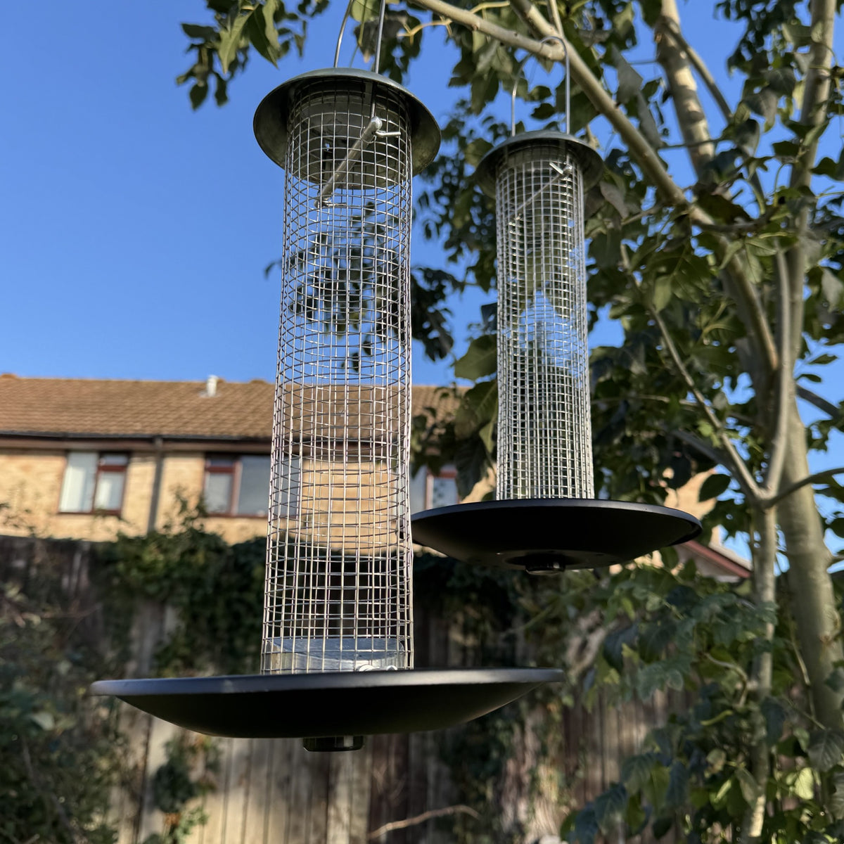 Heavy Duty Hanging Bird Peanut Feeder with Nut Catcher Tray (Set of 2)