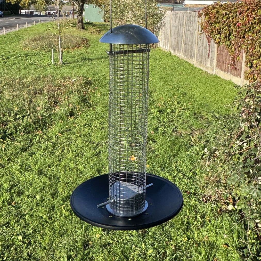 Heavy Duty Hanging Bird Peanut Feeder with Nut Catcher Tray