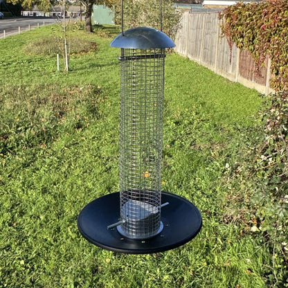 Heavy Duty Hanging Bird Peanut Feeder with Nut Catcher Tray