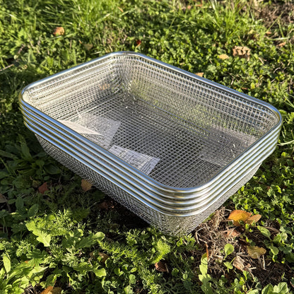Stainless Steel Rectangle Basket Soil Sieve with 5mm Mesh - Pack of 5