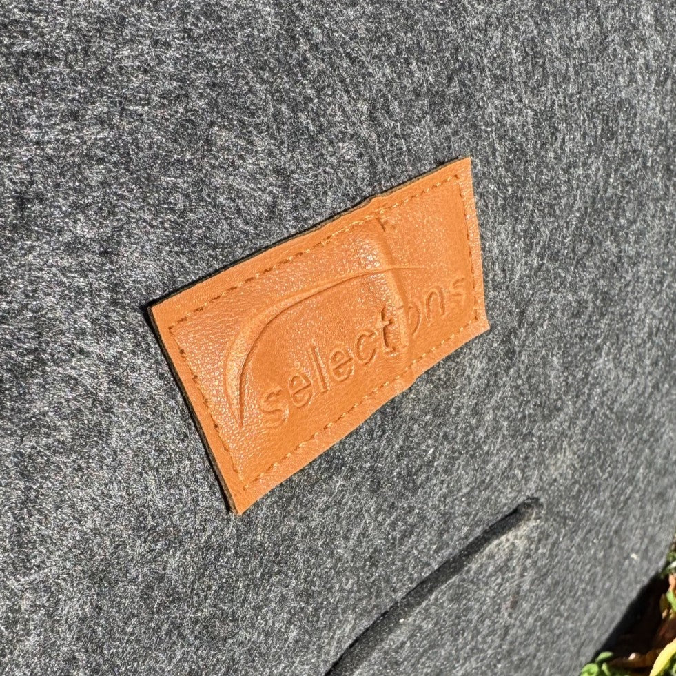 Grey Felt Log Carrier Firewood Tote Bag with Wooden Handles