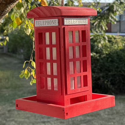 Telephone Box Wooden Bird Seed Feeder