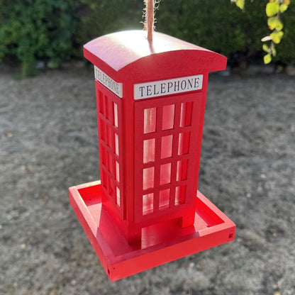 Telephone Box Wooden Bird Seed Feeder