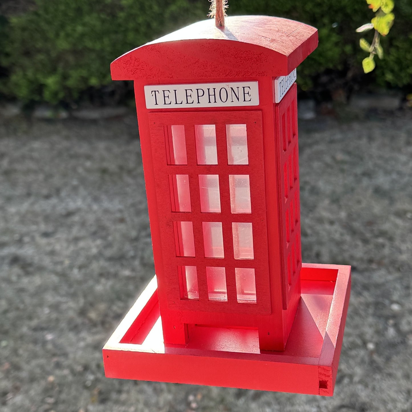 Telephone Box Wooden Bird Seed Feeder